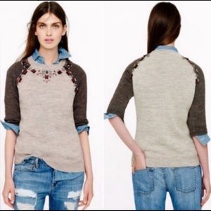 J Crew Jeweled Sweater Tee Alpaca Wool Blend Small